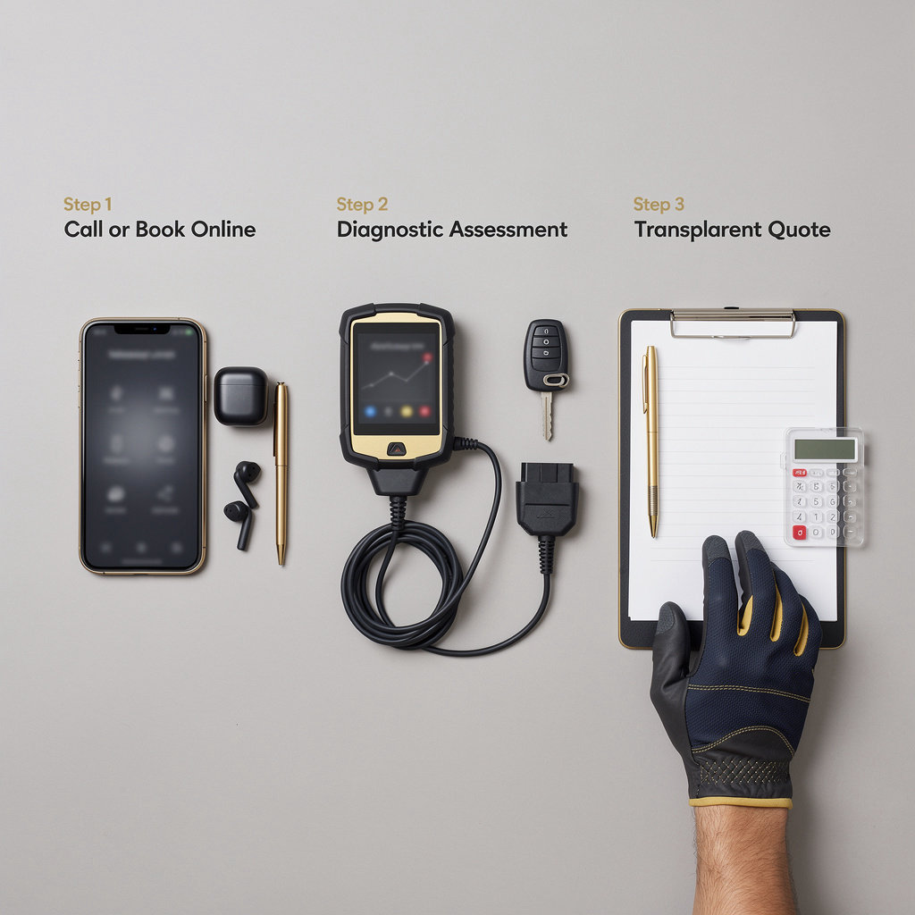 Platinum Plus Garage professional diagnostic service and car repair process in Doha